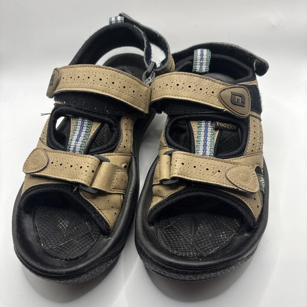 Foot‎ Joy Womens 6M Brown Leather Adjustable Golf Sandals Soft Spikes 48786